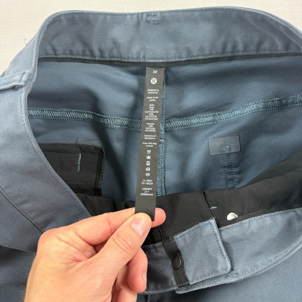 Lululemon ABC Pants Mens 30x31 Blue Slim Tapered Utilitech Casual Chino - Picture 2 of 9